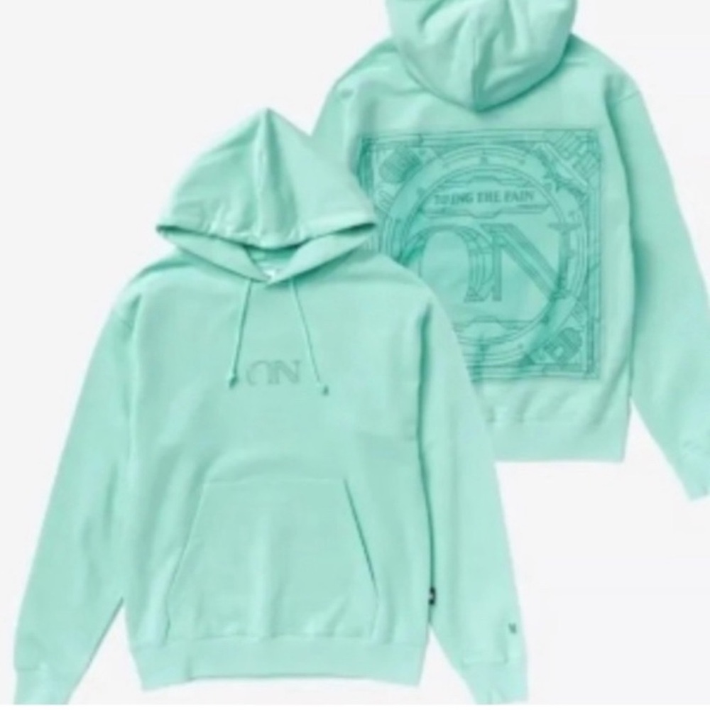 NEW BTS ON POP Up Official Licensed Teal Aqua Back Graphic Hoodie, Large
